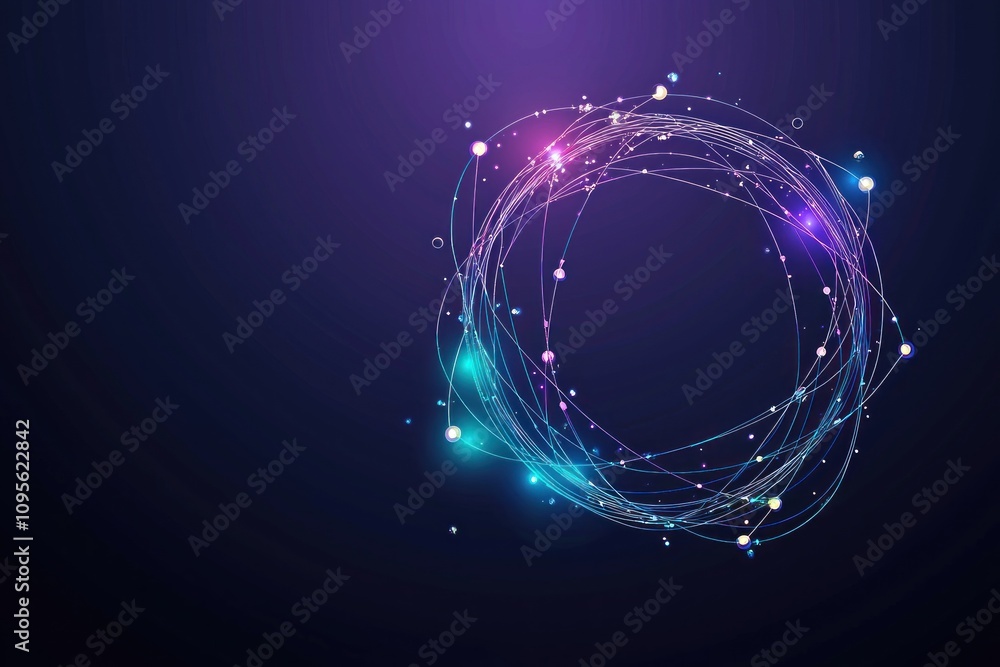 Poster dynamic light patterns representing digital connectivity abstract art modern space vibrant colors co