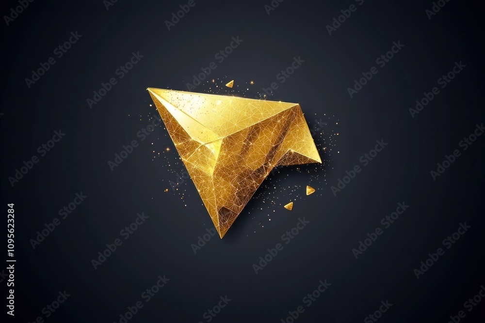 Poster golden origami structure abstract art digital creation minimalist environment close-up view modern d