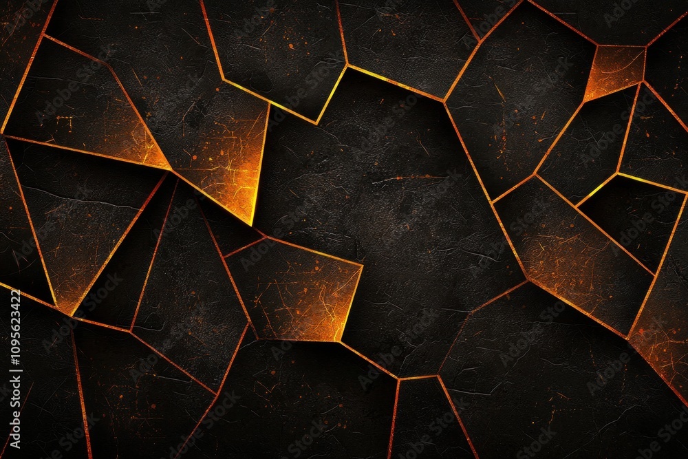 Poster dynamic geometric patterns abstract artwork digital design dark environment close-up view modern aes