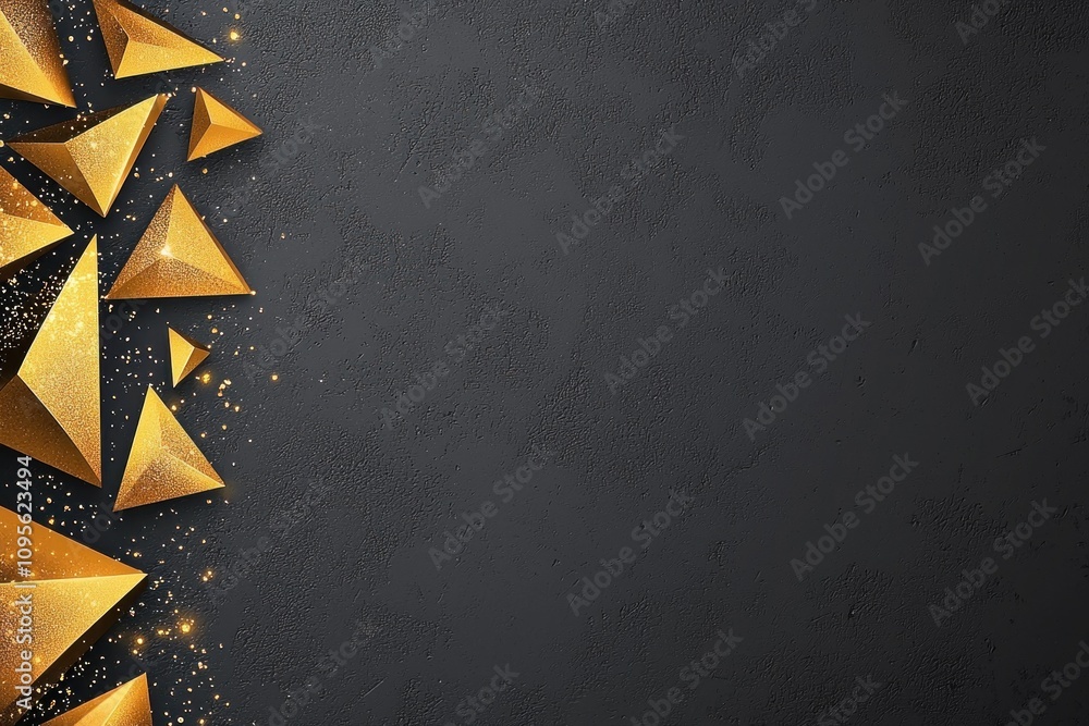 Poster dynamic golden pyramid design abstract art modern aesthetic digital creation studio setting visual i