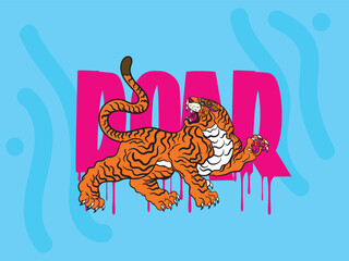 pop art tiger illustration with japanese style for kaijune event
