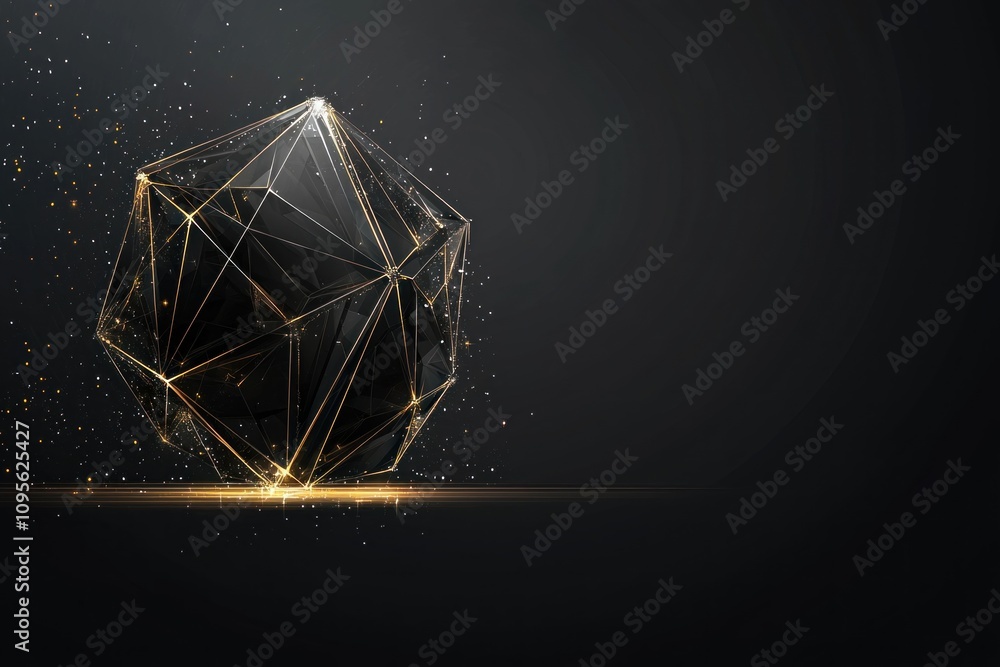 Poster dynamic 3d geometric shape abstract art digital creation dark background close-up view modern aesthe