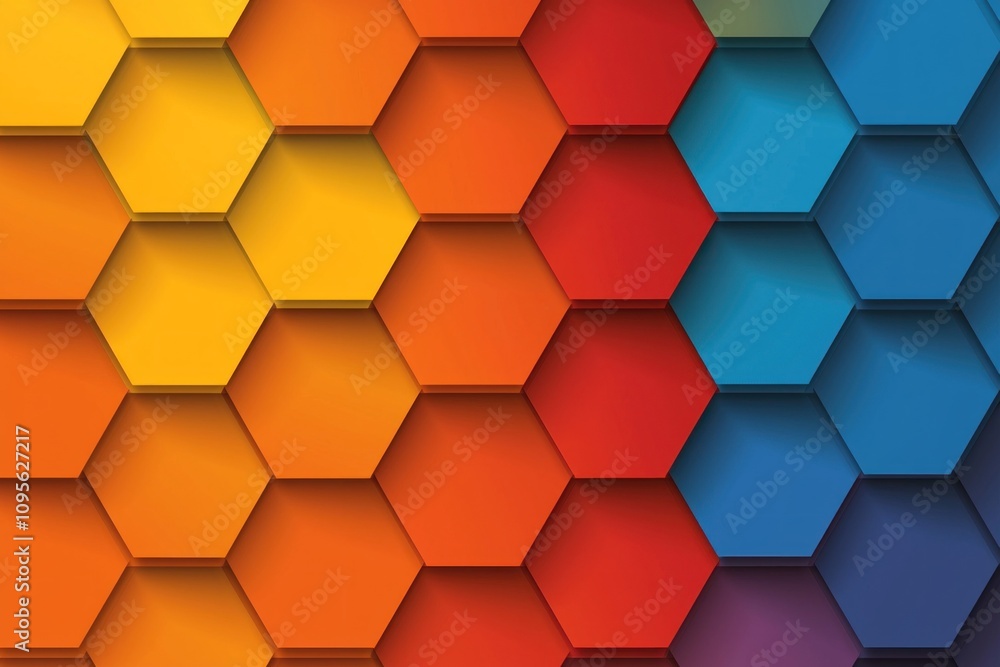 Poster vibrant hexagonal patterns abstract art colorful background digital design geometric shapes modern a