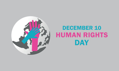 Human rights day awareness concept vector illustration  with hands up silhouette free vector.