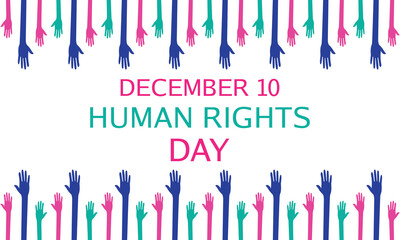 Human rights day awareness concept vector illustration  with hands up silhouette free vector.