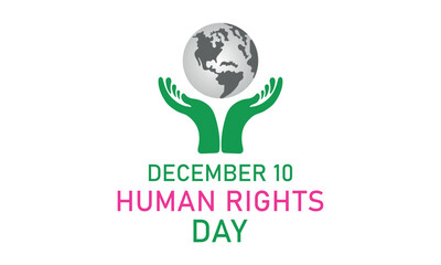Human rights day awareness concept vector illustration  with hands up silhouette free vector.