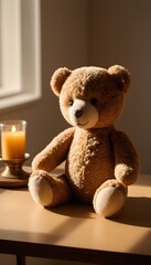Obraz premium Teddy Bear, Plush Toy, Stuffed Animal, Soft and Cute, Childhood Comfort, Adorable Companion, Warm and Cozy, Nostalgic Gift, Playful, Snuggle Buddy, Kids Toy, Comforting Presence, AI Generated