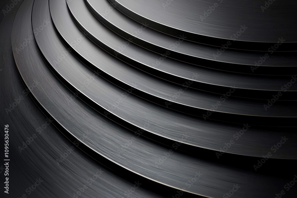 Poster curved black surfaces abstract art minimalist design studio environment close-up view texture explor