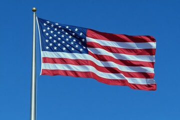 Obraz premium American flag waving against clear blue sky