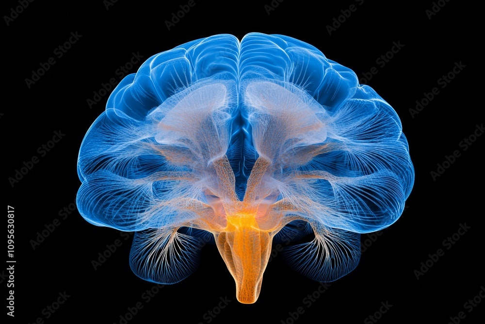 Poster intricate neural network: artistic visualization of the brain's complex anatomy