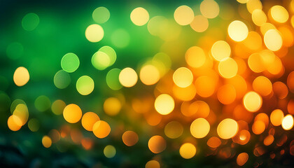 Fototapeta premium Green, yellow, orange bokeh background