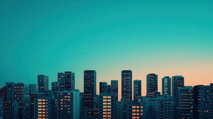 Obraz premium Urban skyline at dusk cityscape photography evening aerial view modern architecture and lifestyle