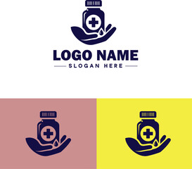 Pharmaceutical Company icon Drug manufacturer Pharmaceutical firm Pharma company flat logo sign symbol editable vector