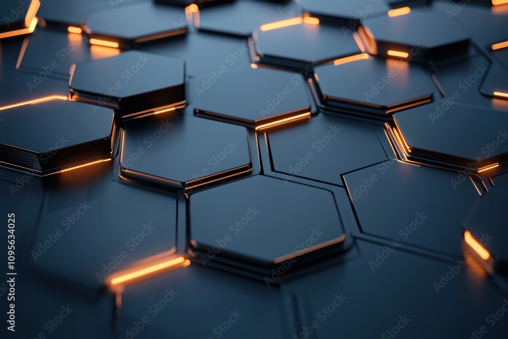 Poster futuristic hexagonal patterns digital design studio graphic art tech environment close-up innovation