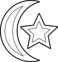 Star and crescent outline vector