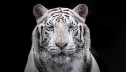 white tiger standing in the dark background