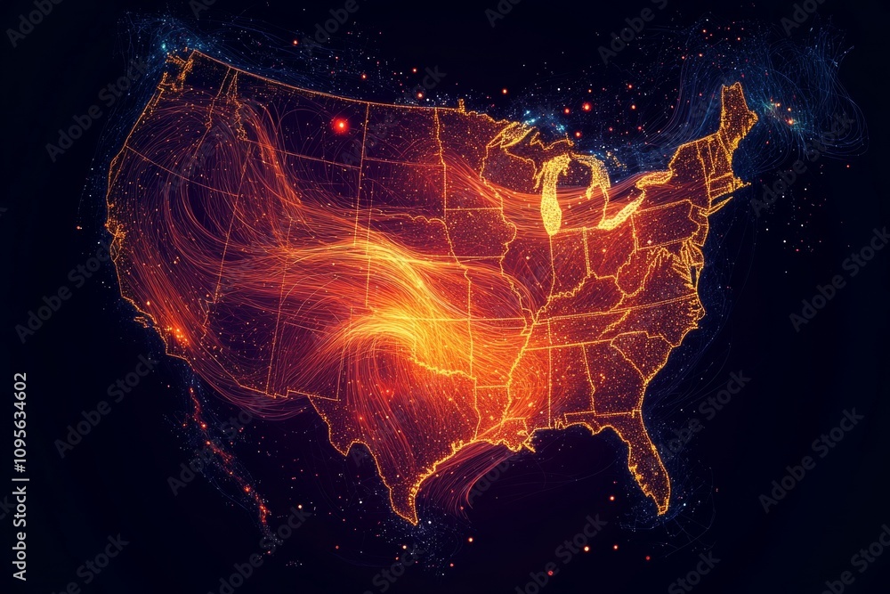 Poster Dynamic visualization of data flow across the united states