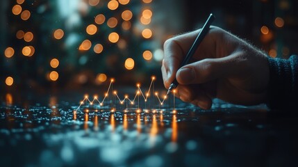 businessman hand drawing line for increasing arrow from 2023 to 2024 for preparation merry christmas and happy new year concept new business start up on new year