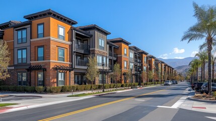 Modern Apartment Building Street Scene