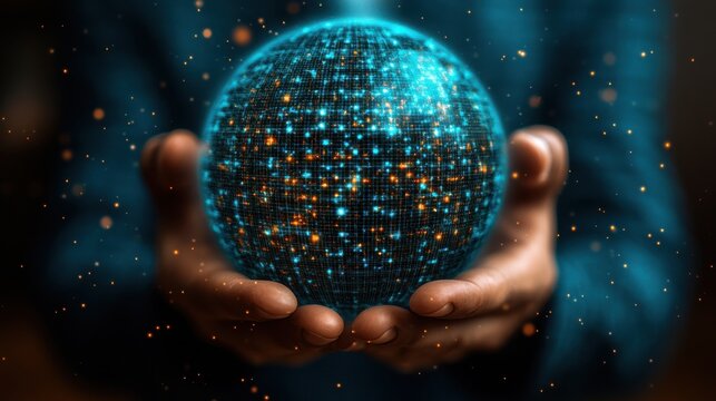 businessman holding virtual globe with e commerce icons of shopping for online shopping add to cart internet store buy online and e commerce concep