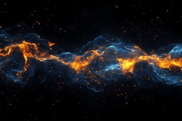 Cosmic energy flowing through vibrant neon nebula in deep space