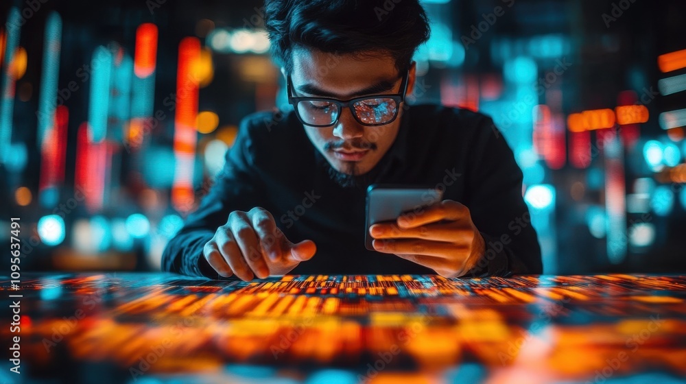 Poster businessmen are working on smartphones to use the search engine optimization tool to find customers 