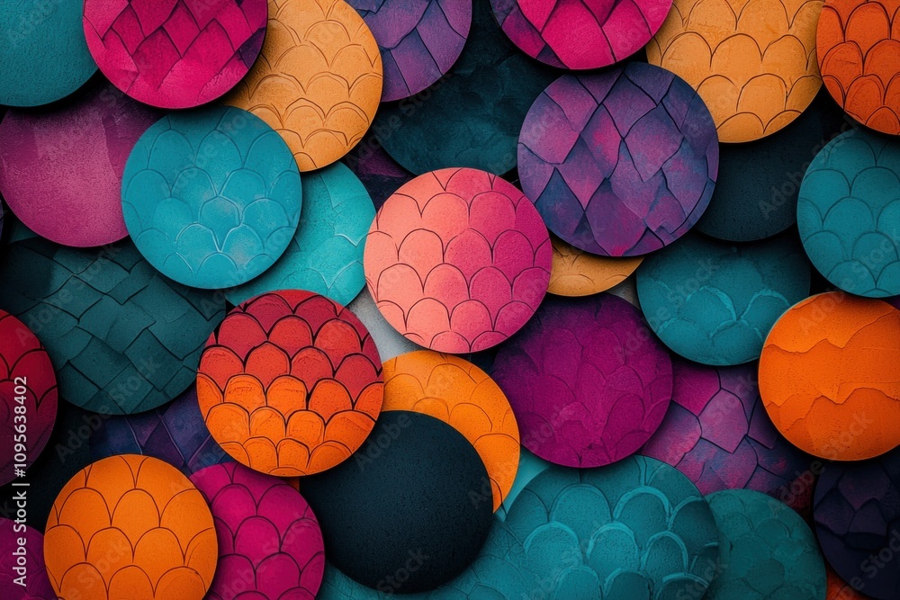 Aufkleber artistic patterns in colorful circles abstract design digital art vibrant environment close-up view 