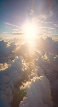 Fluffy White Clouds in Blue Sky