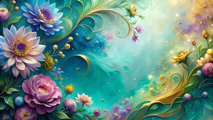 Enchanted Garden A Whimsical Floral Fantasy with Gold Accents
