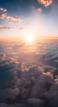 Sunlit Clouds Floating in Clear Blue Sky