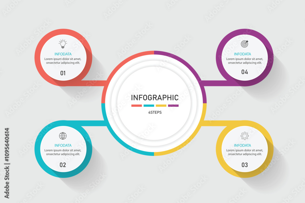 Poster four step infographic element design vector template for presentation.