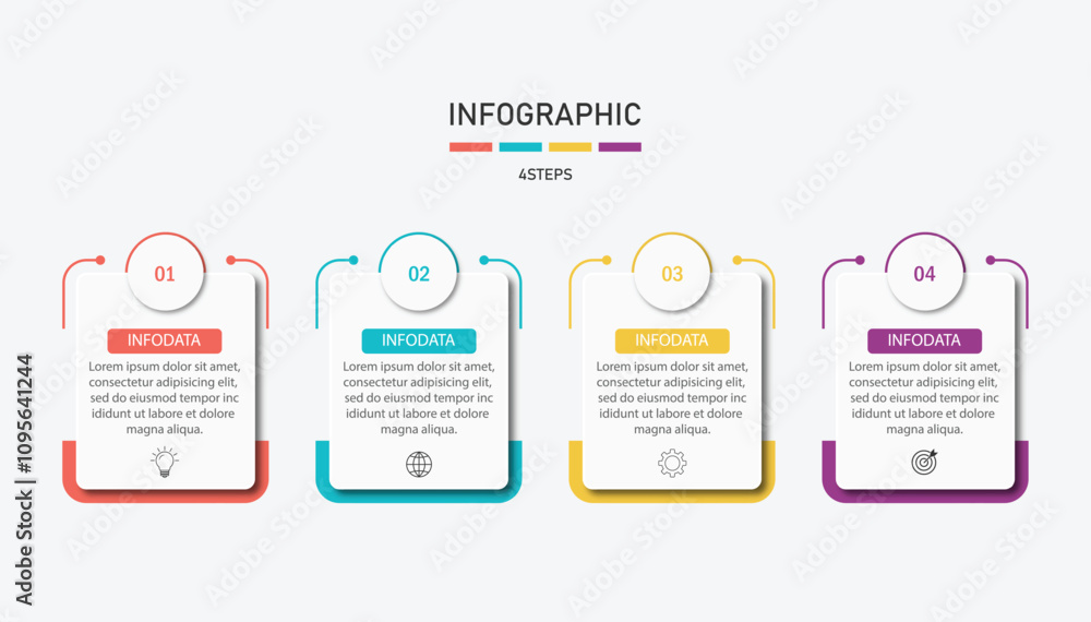 Poster four step infographic element design vector template for presentation.