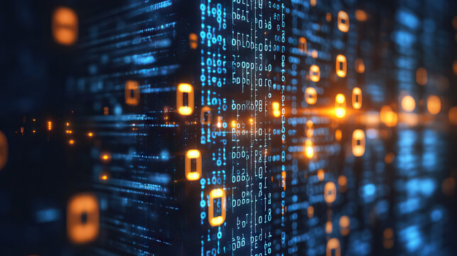 abstract binary code and glowing circuits on a dark background for a sleek International Programmers' Day banner.