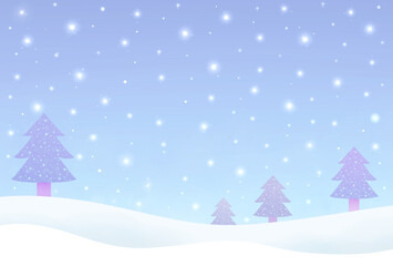 冬の風景　冬景色　雪景色　寒中お見舞い　素材　イベント　キャンペーン　キラキラ　おしゃれ　幻想的　ファンタジー　シンプル　降雪　枠　ポストカード　ポスター