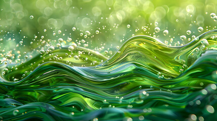 Abstract Green Liquid Wave 3D Illustration