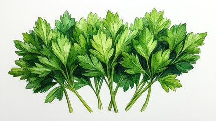 Watercolor Illustration of Fresh Parsley