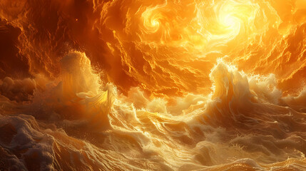 Golden Waves Abstract 3D Illustration