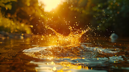 Golden Water Splash Illustration
