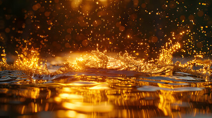 Golden Water Splash Illustration
