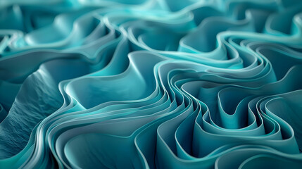 Teal Abstract 3D Wave Background Illustration