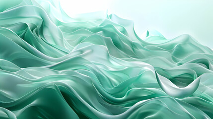 Abstract Mint Green 3D Wave Background Illustration