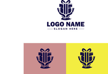 Gift shop icon Souvenir shop Curio shop Specialty store flat logo sign symbol editable vector