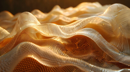 Golden Abstract 3D Wave Background Illustration