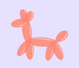 Classic 80s and 90s element. Balloon animal. Orange giraffe from air balloons. Fun and entertainment. Sticker for social networks. Flat vector illustration