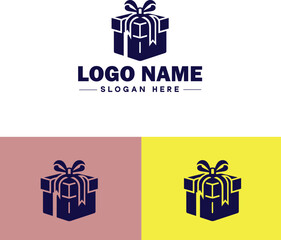 Gift shop icon Souvenir shop Curio shop Specialty store flat logo sign symbol editable vector