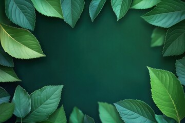 Fundo verde escuro com moldura de folhas tropicais, estilo elegante e natural, criado por IA generativa.