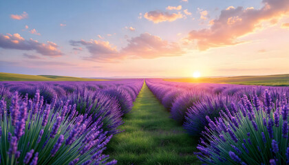 Obraz premium Endless Lavender Field with Green Borders v1
