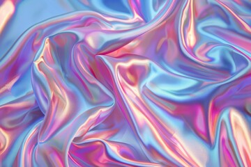 Image of Holographic iridescent effect silk material. Texture for background usage