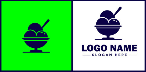 Ice Cream Parlor icon Ice cream shop Ice cream café Gelato parlor flat logo sign symbol editable vector