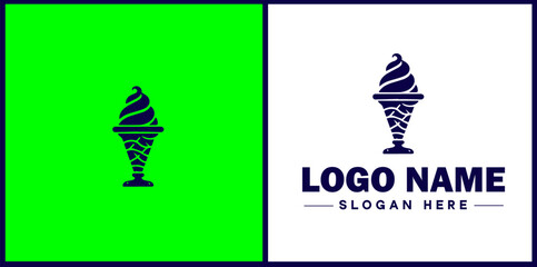 Ice Cream Parlor icon Ice cream shop Ice cream café Gelato parlor flat logo sign symbol editable vector